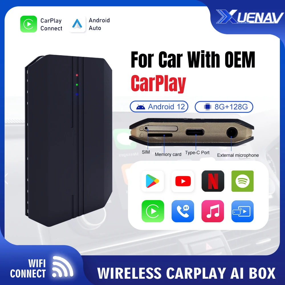 Carplay Ai Box Android 12.0 Box 8+128G Wireless For Apple Carplay Wireless  Android Auto Google Tv Netflix Youtube Box 4G LTE