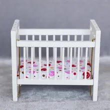 

Simulated Baby Bed Eco-friendly White Kids Gift Scale 1:12 Dollhouse Baby Crib Dollhouse Baby Bed for Playing