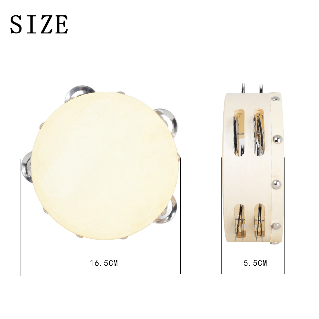 SLADE 6 인치 탬버린 양가죽 핸드헬드 드럼 양면 어린이 계몽 음악 장난감 오르프 타악기