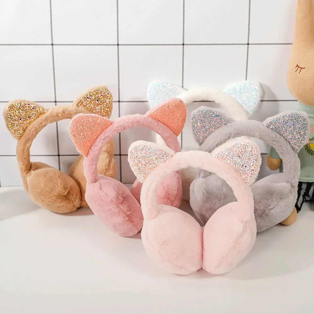 Cat Ears Earmuffs Winter Warm Soft Plush Earflaps Outdoor Cold Protection