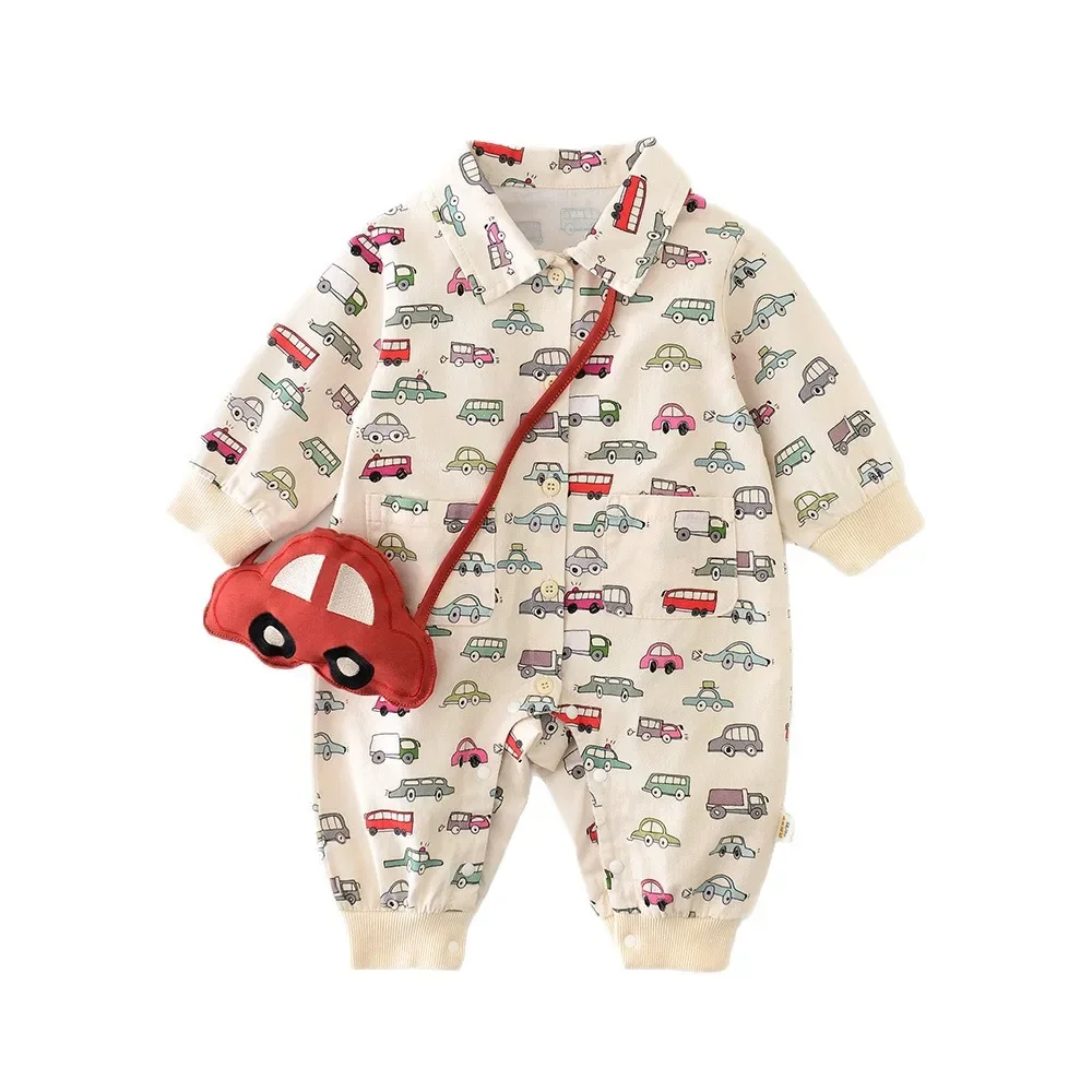 Autumn Baby Boy Car Print Jumpsuit