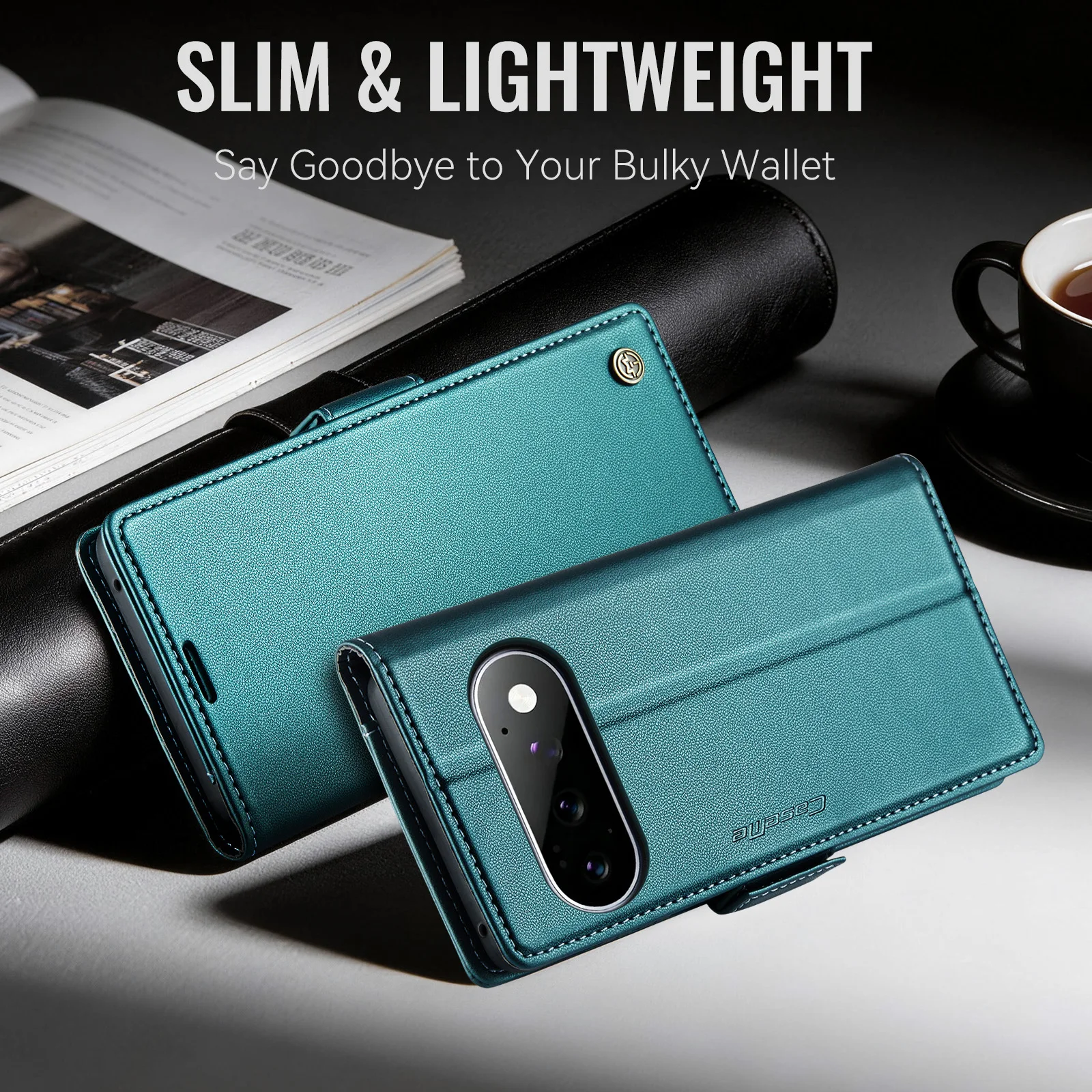 Leather Wallet Phone Case with Credit Card Holder & Shockproof Flip Cover