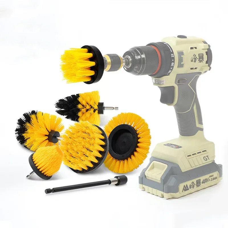 Electric Scrubber Drill Brush Kit Power Drills Scrubber Brush For Carpet Glass Car Tires Nylon Extension Pole Floor, Automotive