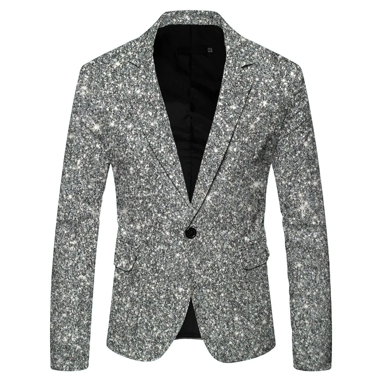 Men's 3d Sequin Glitter Fashionable Suit Jacket Pocket Lapel Single Button Suit Coat Slim Fit Party Formal Nightclub Blazer mens blazer