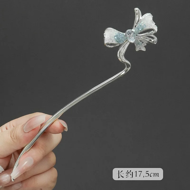 Neue Glitter Gebrochene Kristall Haarnadel Für Frauen Neo-chinesischen Stil Schmetterling Pfau Feder Bowknot Haar Stick Mädchen Haar Zubehör – Detail 13