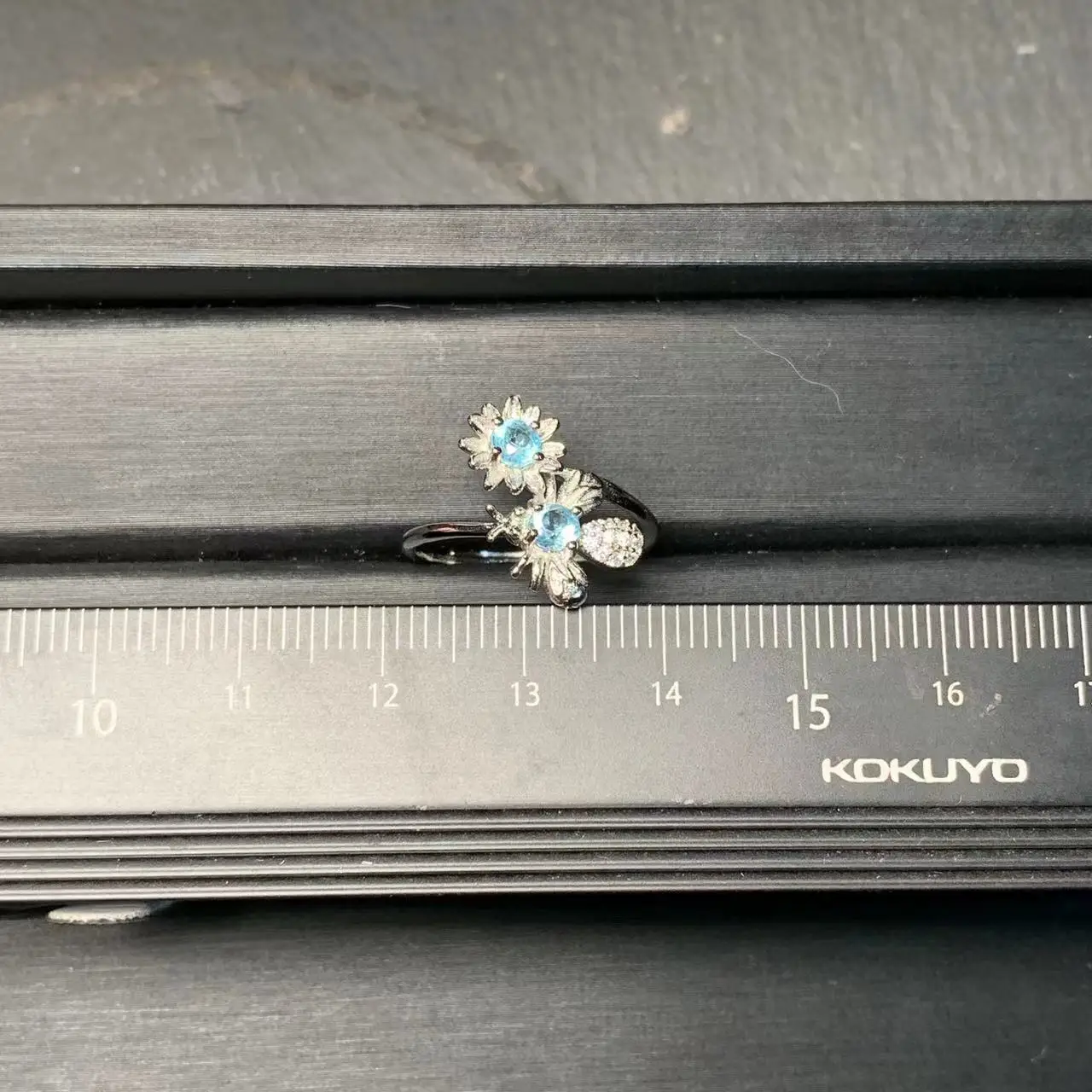 MM Natural Blue Topaz Ring Adjustable Female Ring Jewelry for Women Gift Wholesale High Quality Vintage Fine