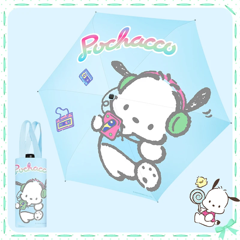 

Pochacco Umbrella Folding Portable Kawaii Parasol Summer Sunburn Protection Anime Sanriod Cute Girls Gift Practical Light Lovely