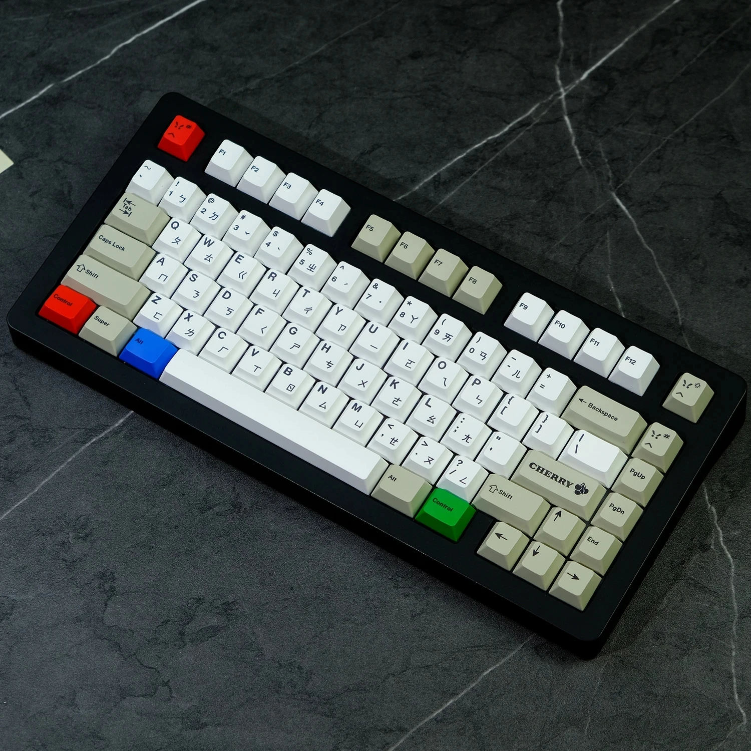 Gmk-tecla Tuya Clássica Conjunto Gmk Retro Cinzento Branco Pbt Capa de Tintura Perfil Tecla para Alice Cereja - Imagem 4