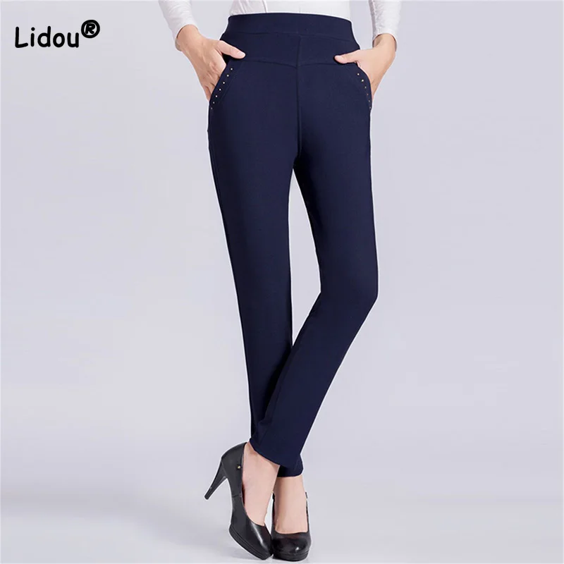 Леггинсы женские однотонные с высокой талией