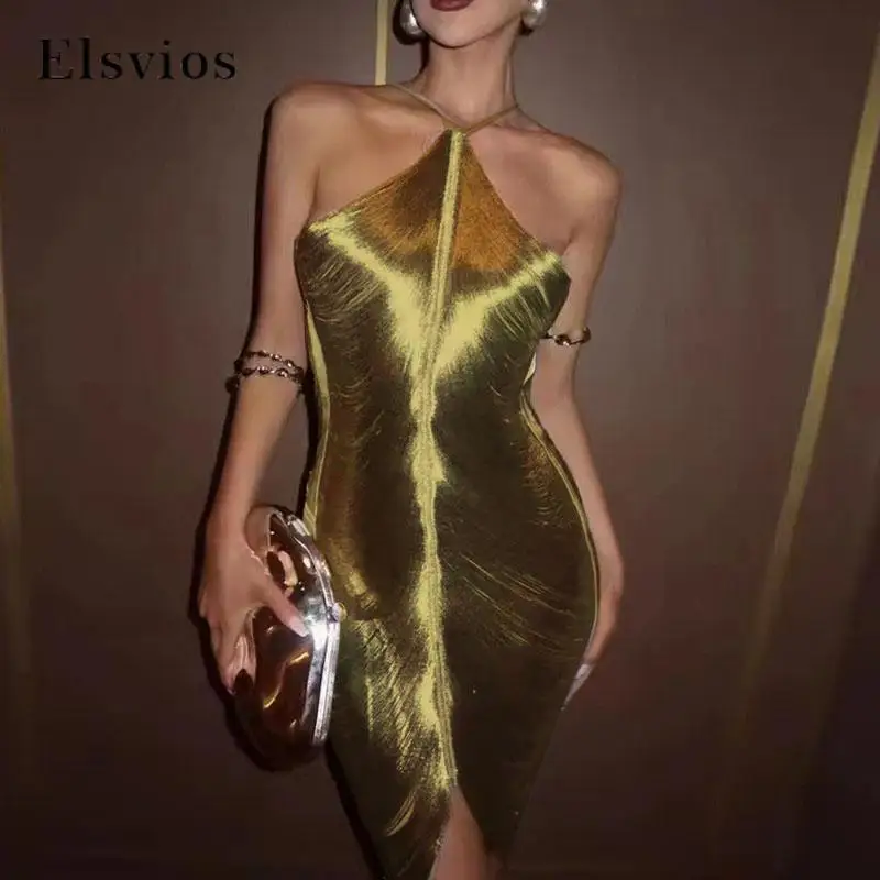 

Fashion Tassel Slim Club Party Dress Ladies Sexy Halter Sleeveless High Waist Mini Dress Elegant Solid Color Buttocks Dresses