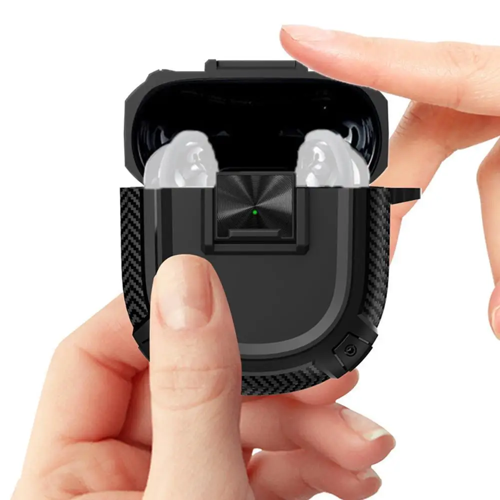 Custodia Protettiva Per Bose Quietcomfort Earbuds Ii Custodia Con Gancio Modello In Fibra Di Carbonio, Interruttore A Pulsante Custodia Quietcomfort 2