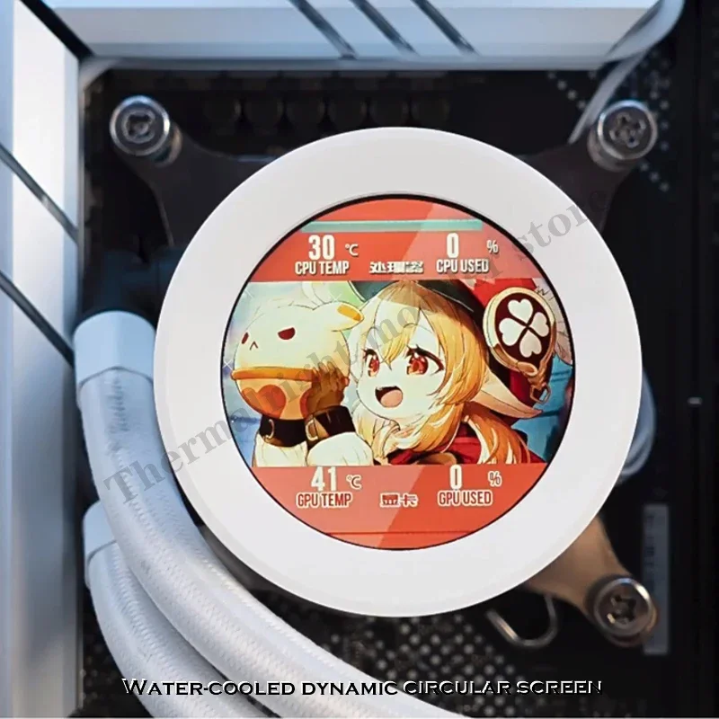 Cpu Monitor Display Aida64 Gif Mais Vídeo Tela Redonda Decoração do Computador Refrigeração a Água Parte Mod Dinâmico Anime Tema - Imagem 2