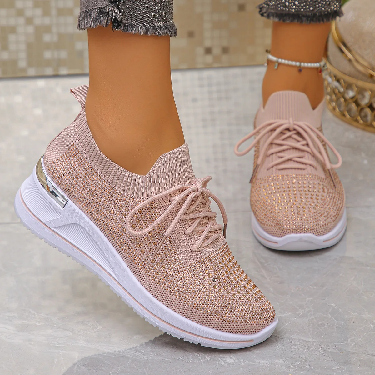 Women Sneakers 2025 New Mesh Outdoor Platform Sneakers Women Wedges Thick Bottom Breathable Casual Tennis Vulcanize Shoes Women