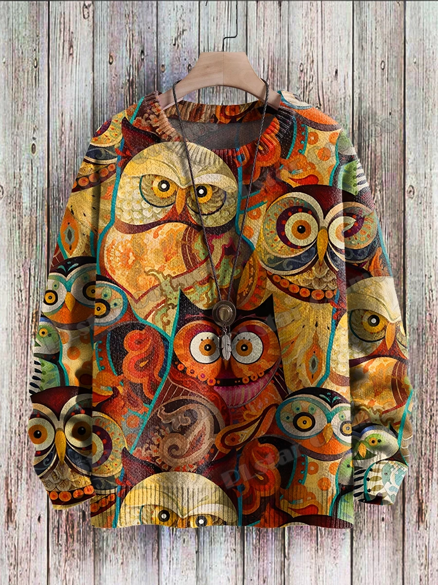 Niedliche Hund Kunst Linie Muster & lustige Nilpferd Kunst 3d gedruckt Männer Strick pullover Winter Unisex lässig Strick pullover Pullover zzm96 – Detail 13