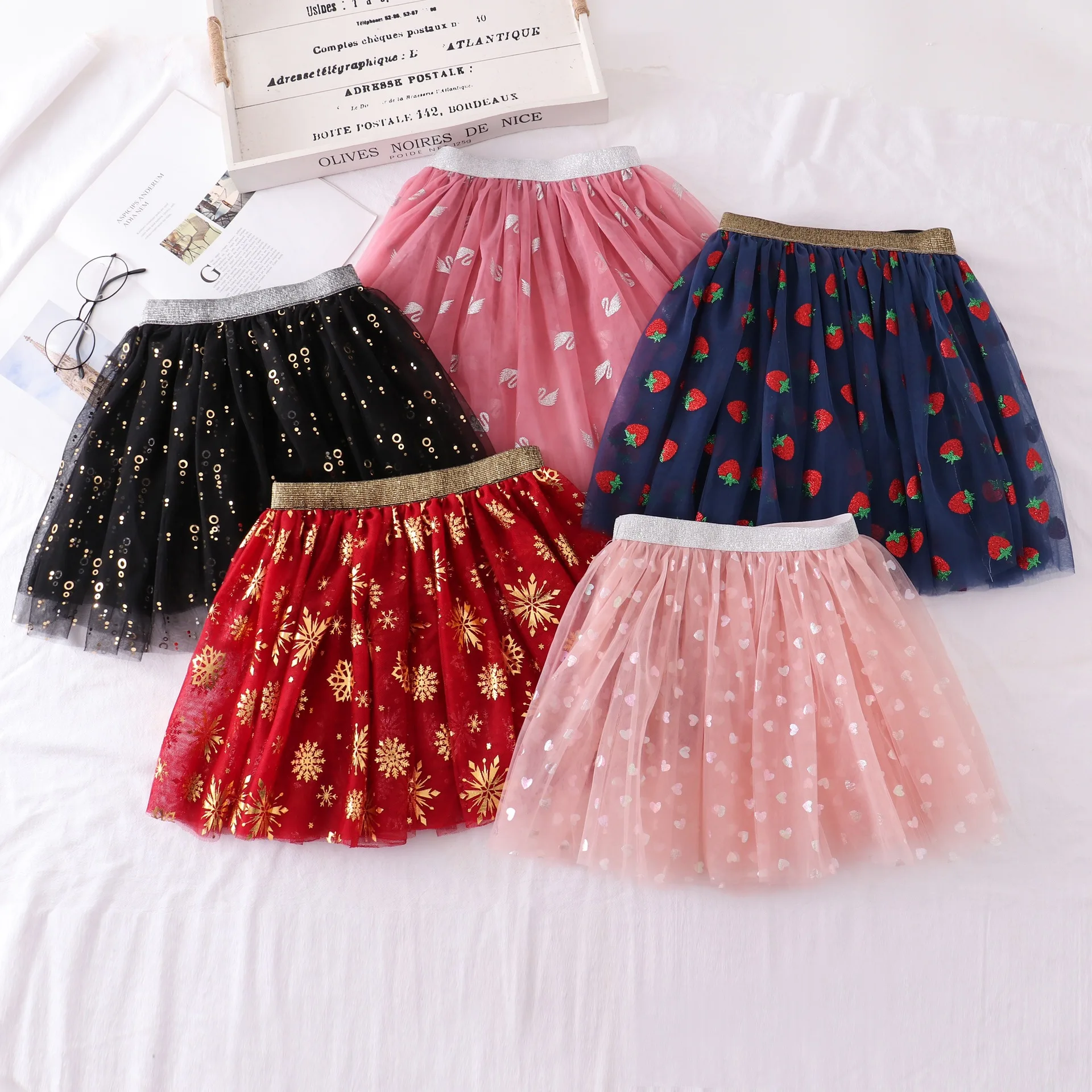 

2023 New Girls' Half Skirt Mesh Pleated Princess Skirt Little Fairy Pengpeng Short Skirt Mother Daughter Half Skirt Child GIfts