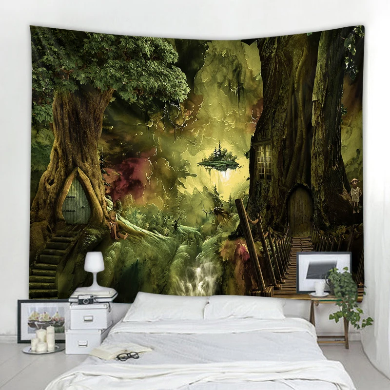 Tapestry Decorations Large Forest Landscape Decorative Tapestry Hippie Bohemian Gypsy Wall Decor Bedroom