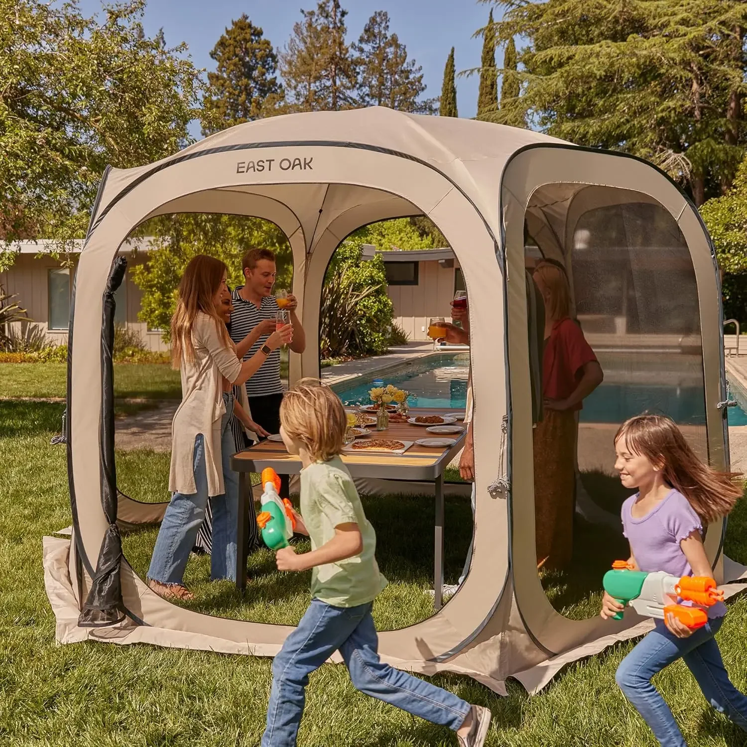 NEW-Screen House Tent Pop-Up, Portable Screen Room Canopy Instant Screen Tent 12 x 12 FT with Carry Bag for Patio,