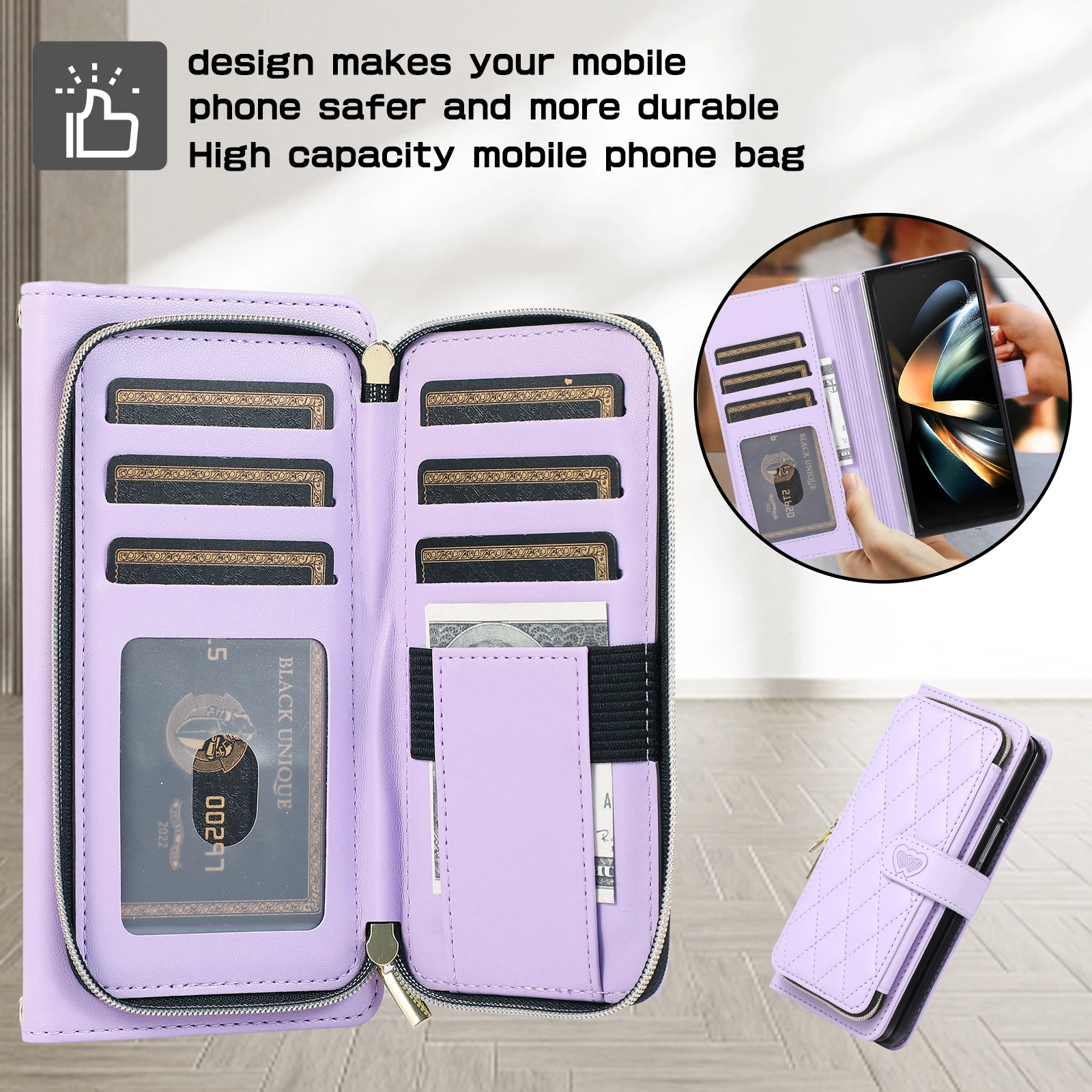 Crossbody Lanyard Leather Phone Case for Samsung Galaxy Z