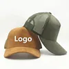 Women's trucker cap Adult men solid custom logo embroidery mesh Hat Suede leather sports baseball cap gorros 1