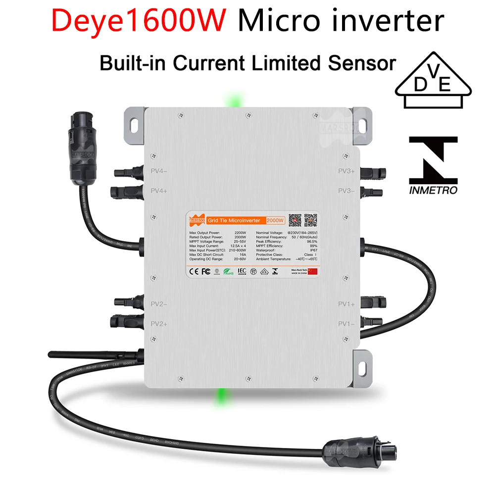 Deye On Grid Tie Micro Inverter Solare 1600 Wg3 Inmetro Vde Iec Micro Inverter Con 4 Mppt Ip67 Con Wifi Integrato, Nave Da Ue