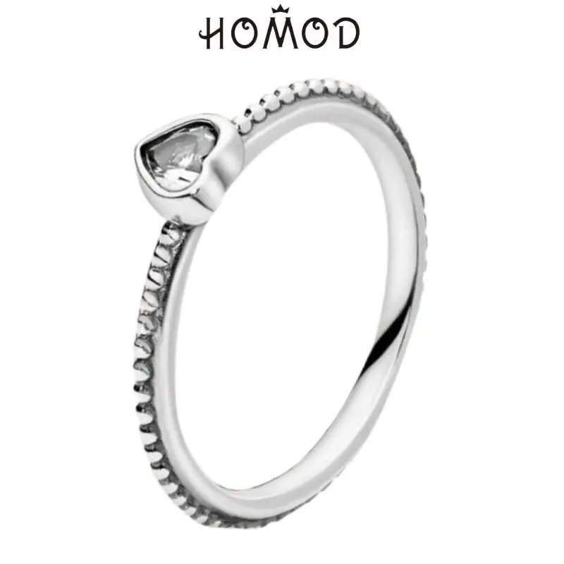 HOMOD Sparkling Cubic Zirconia Clear Pave Heart Ring For Mom Women Finger Jewelry Gifts zircon rings