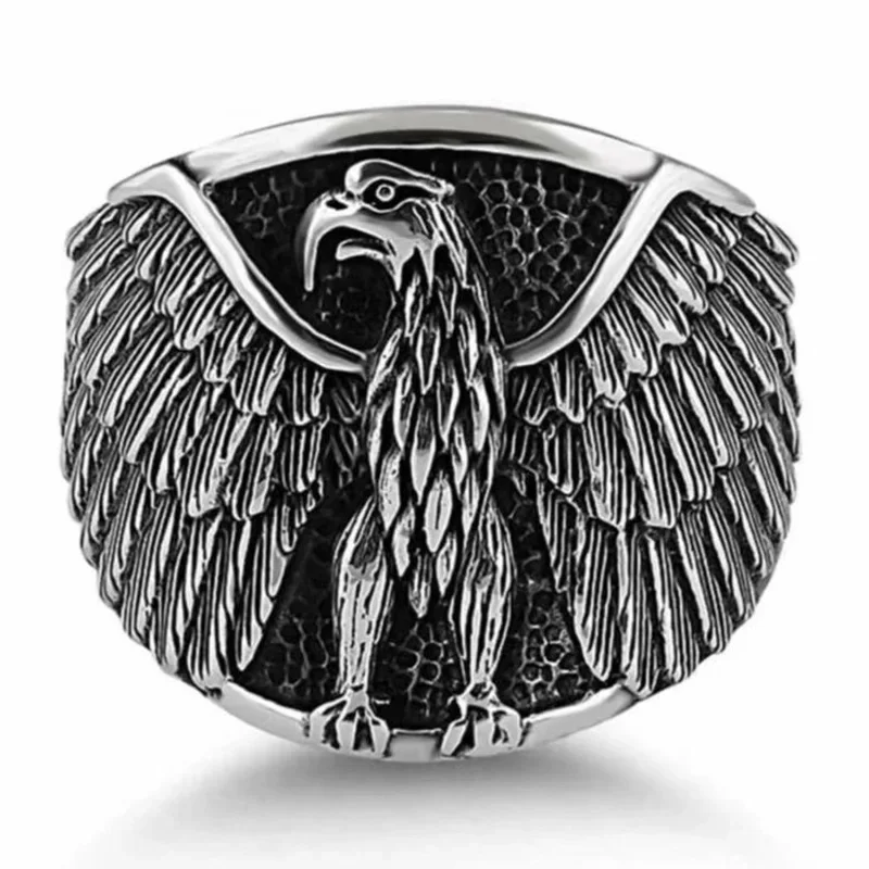 Vintage Flying Eagle Wing Animal Fedi Nuziali Per Donna Uomo Cool Punk Unique Maschio Raven Anello Di Fidanzamento Boho Viking Jewelry