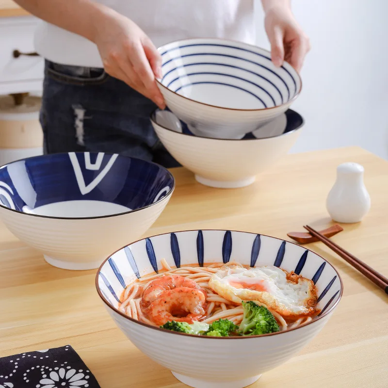 

Japanese-style Lamian Noodles Bowl Household Large Instant Noodle Bowl Ceramic Hat Bowl Soup Bowl Tableware