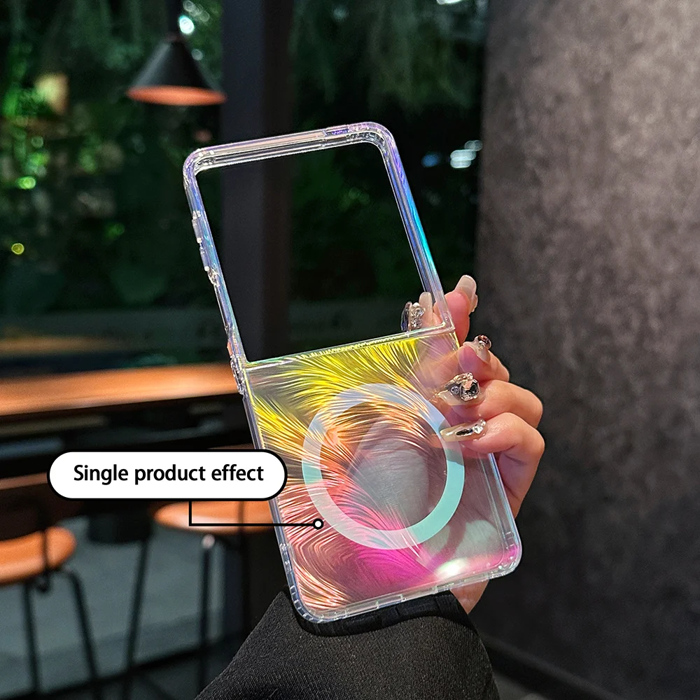 Magsafe Dazzling Laser Phone Case with Wireless Charging Capability and Colorful Back Cover
