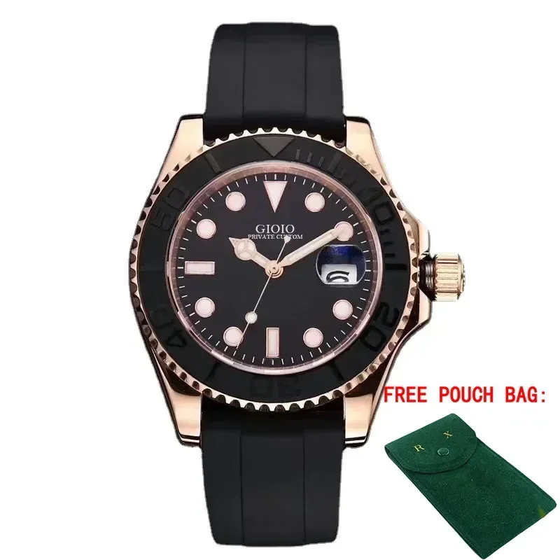

Luxury New Men Watch Automatic Mechanical Watches Stainless Steel Black Rubber Rose Gold Silver Ceramic Bezel Yacht