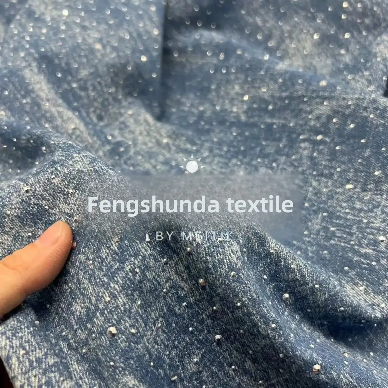 Large And Small Diamond Washed Denim Fabric for Pants Coats Dresses Bags Hats Clothing Accessories from Mainland China