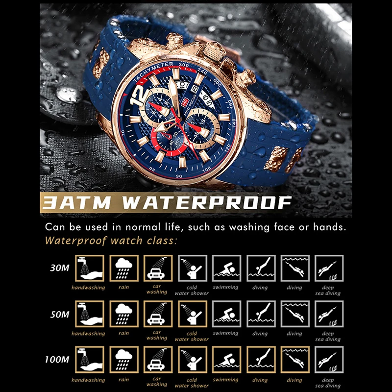 Fashion Gold Men's Watches Luxury Quartz	Men	Watch Original Waterproof Sports Wristwatches Clock Male Gifts Reloj Hombre