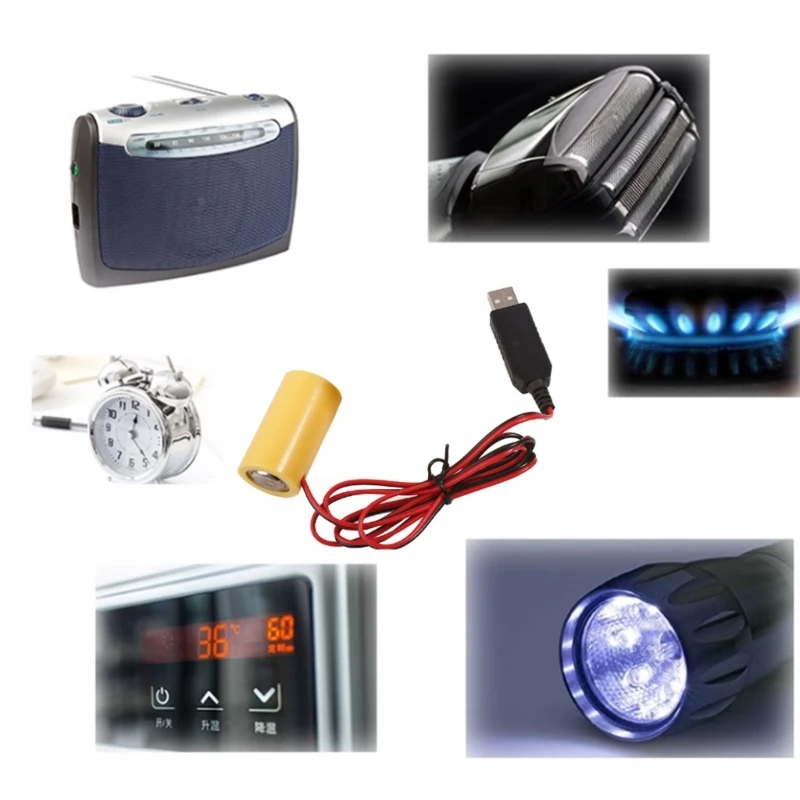 E9LB LR14 C 배터리 제거기 USB 전원 공급 장치 케이블 LR14 C 배터리 4개 교체 1.5V 배터리 4개 교체