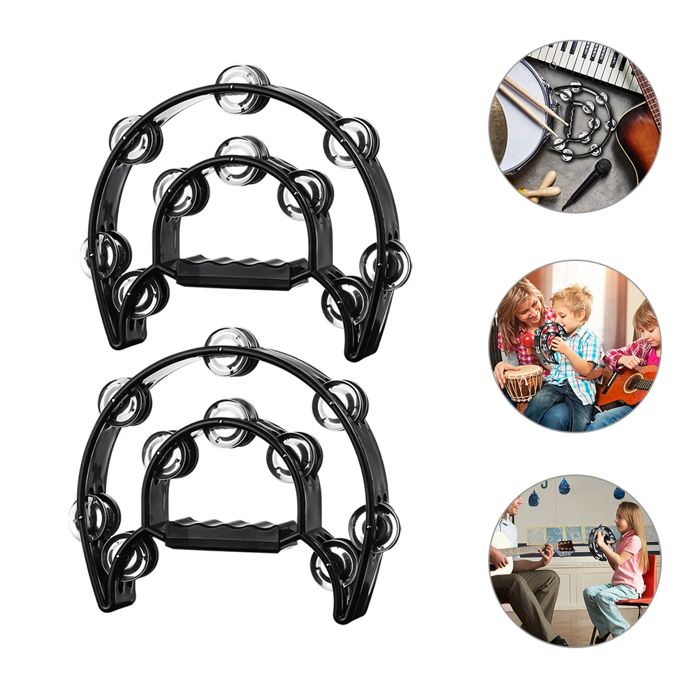 

2 Pcs Hand Bell Musical Instrument Instruments Small Crank Bells Beginner Tambourine