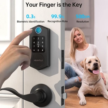 A3 Fingerprint Smart Front Door Lock Keyless Entry Set with 2 Handles Keypad Electronic Digital Deadbolt Locks for Home Office 2