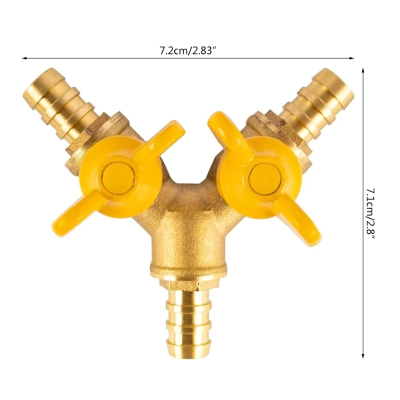 Upgraded 3 Way Hose Connector Y Shaped Brass Connector Versatile Metal Easy Installation for Garden Watering