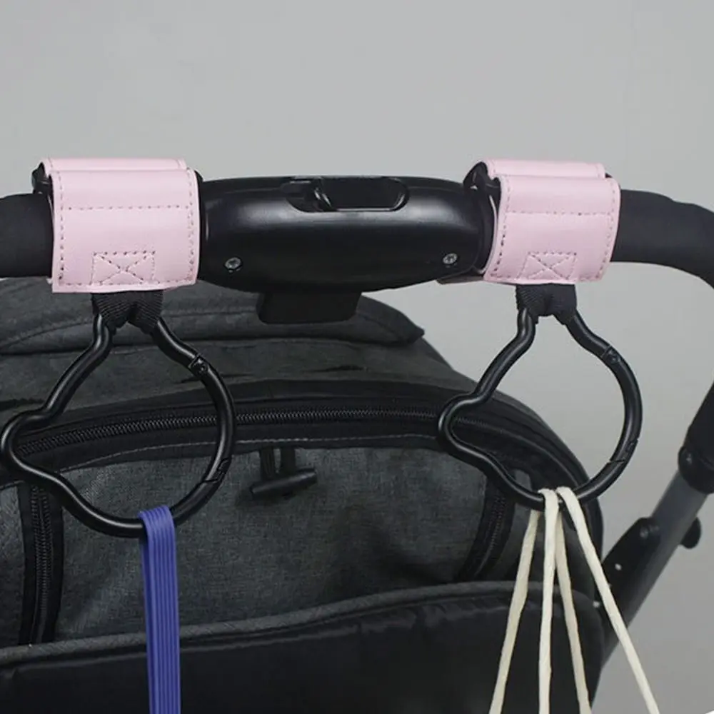 Cute Cartoon Bear Baby Stroller Hooks Solid Color PU Hanging Hook Cart Organizer Cartoon Stroller Accessories Bicycle