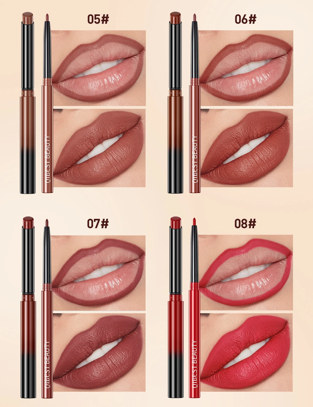 Langhaftendes Lippenstift- Und Lipliner-set In Nude Und Rot_voghion.com
