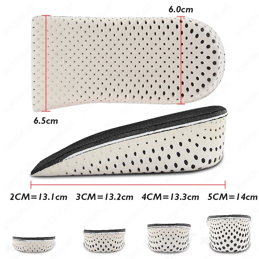 Half Shoe Insoles Heel Insert Sport Cushion Height Increase EVA Memory Foam Heel Lifting 2/3/4/5CM Taller Invisible Heighten Pad