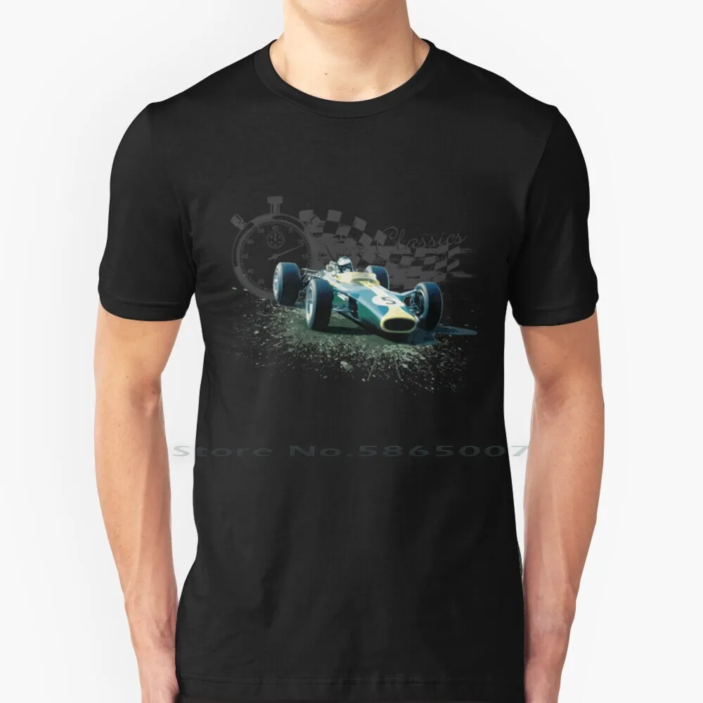 T-Shirt Retrò-Jim Clark Lotus 49 Design T-Shirt T-Shirt 100% Cotone Vintage Grand Prix Car Retro Jim Clark Lotus 49 Big Size