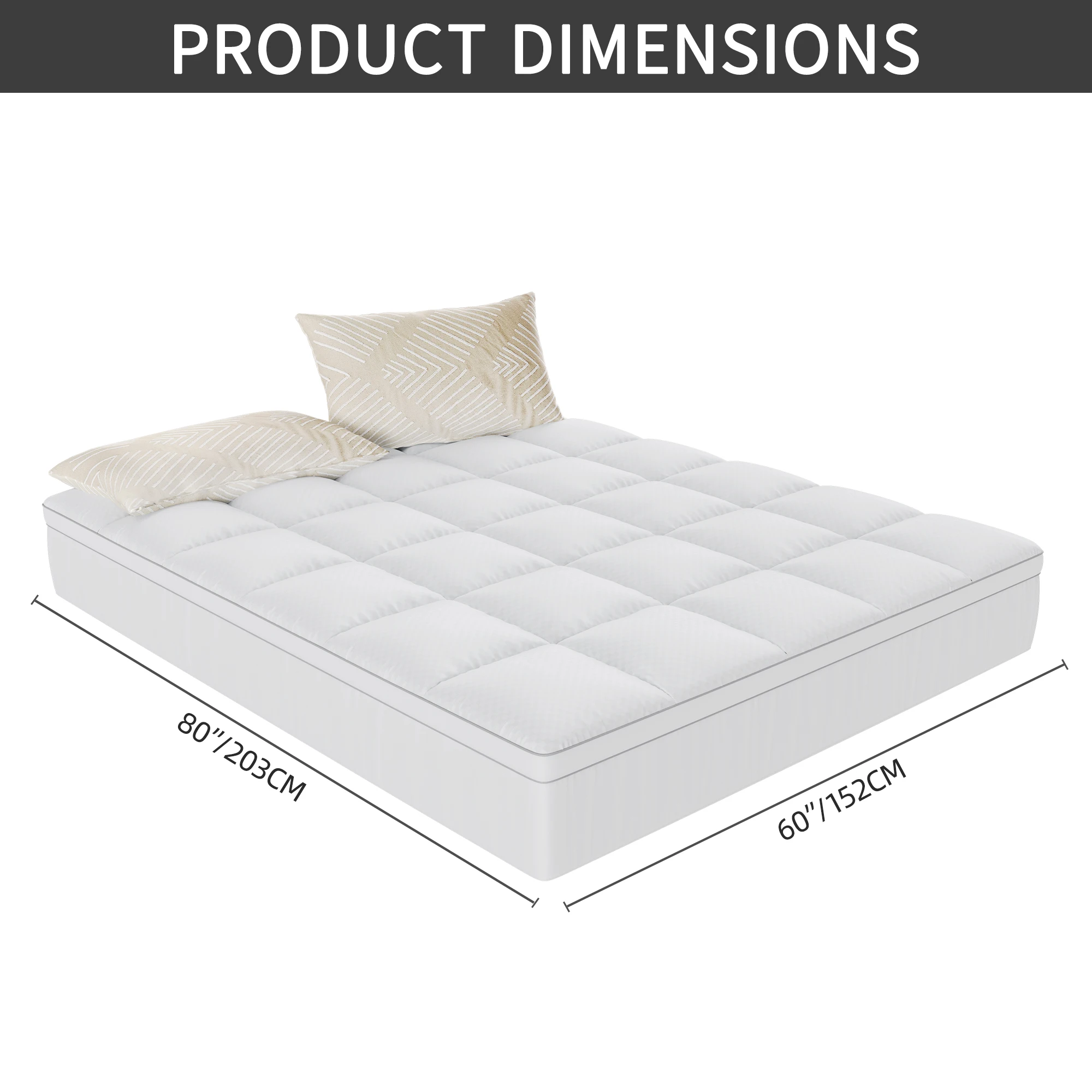 Thick Mattress Pad Quilted Mattress Topper Cover Soft Anti-slip bottom Twin Full Queen King Size
