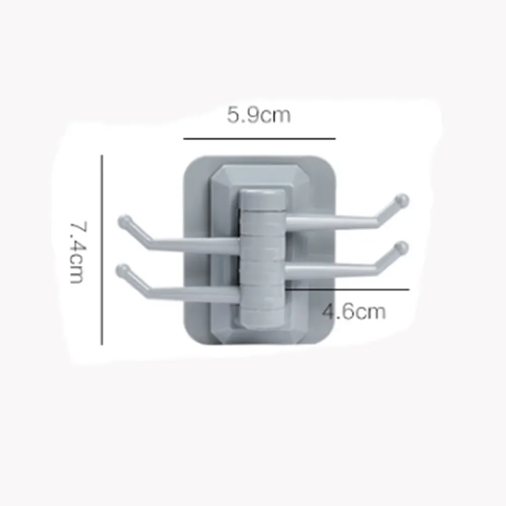 Description Picture 4 of itemRotary 4-Hook Kitchen Bathroom Wall Rack Towel Rack Without Screw and Trackless Sticking Hook for Kitchen Bathroom