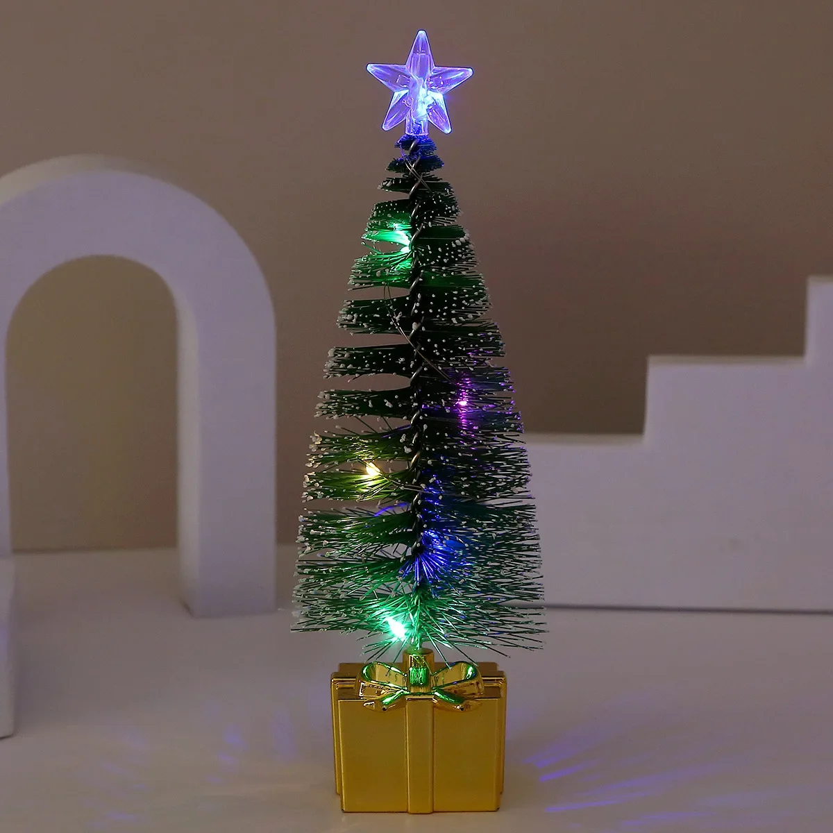 1/4pcs LED Christmas Tree Night Light Mini Colorful Luminous Xmas Tree DIY Candle Lamps Ornaments for New Year Party Home Decor