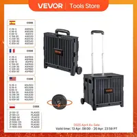 VEVOR Foldable Utility Shopping Cart Folding Portable Crate Handcart with Telescope Handle Wheels for Travel Office Garden Use 1