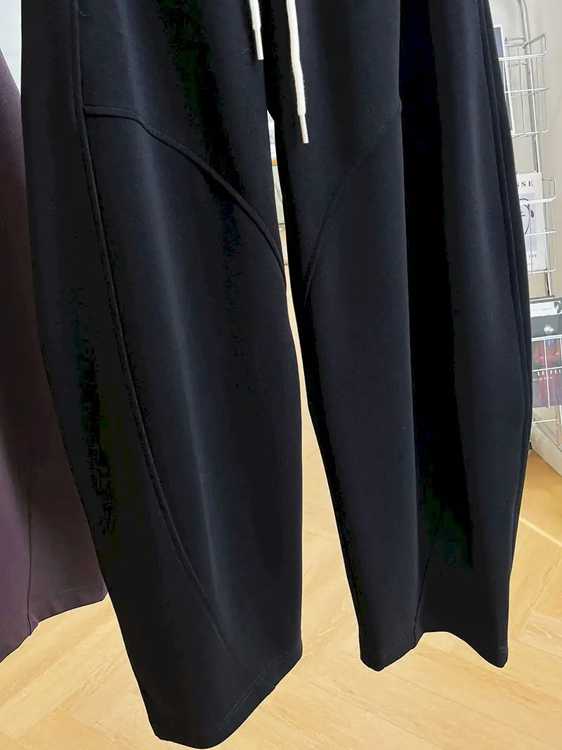 Solid Lantern Pants Women Vintage Trousers Korean Style Casual Vintage Elastic Waist Drawstring Loose Streetwear Women Clothing