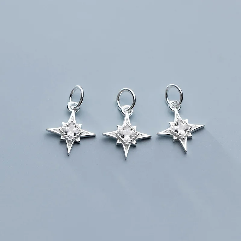 TrustDavis Real 925 Sterling Silver silver pendant silver necklace charms Personality Fashion Sweet Star CZ Charm Pendant Handmade DIY Accessories Fine Jewelry DZ409