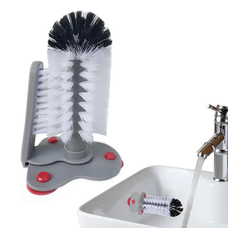 

Щетка для чистки бутылки с водой с основанием на присоске, щетка для чистки, прочная присоска, для ленивых, стеклянных балок или детских бутылок, кухонные аксессуары