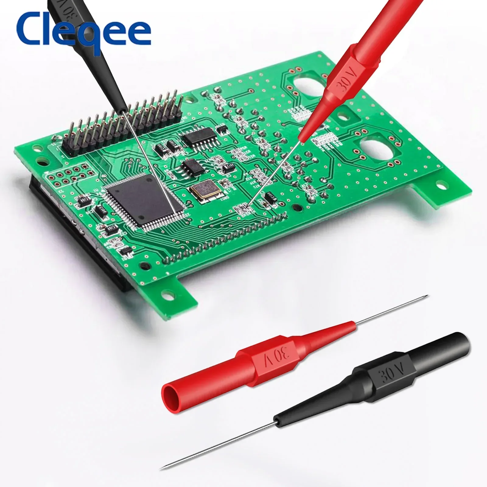Cleqee P5007 Pro Back Probe Kit Test Probes With 4mm Socket 3 Types Wire Piercing Needles Acupuncture Car Tool Kit 30V 15PCS
