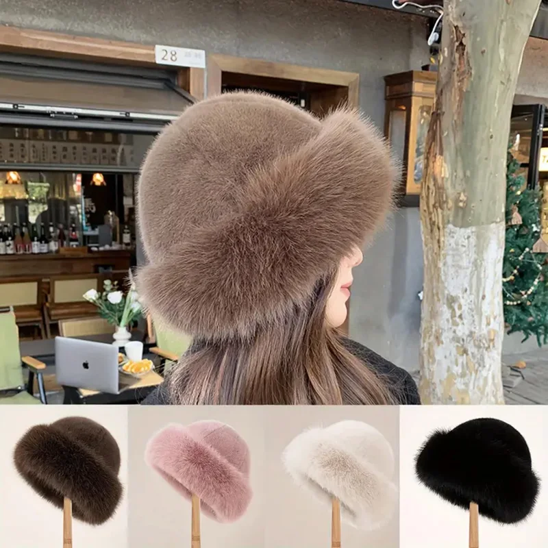 Women Fur Hat Cold-Proof Outdoor Thicken W