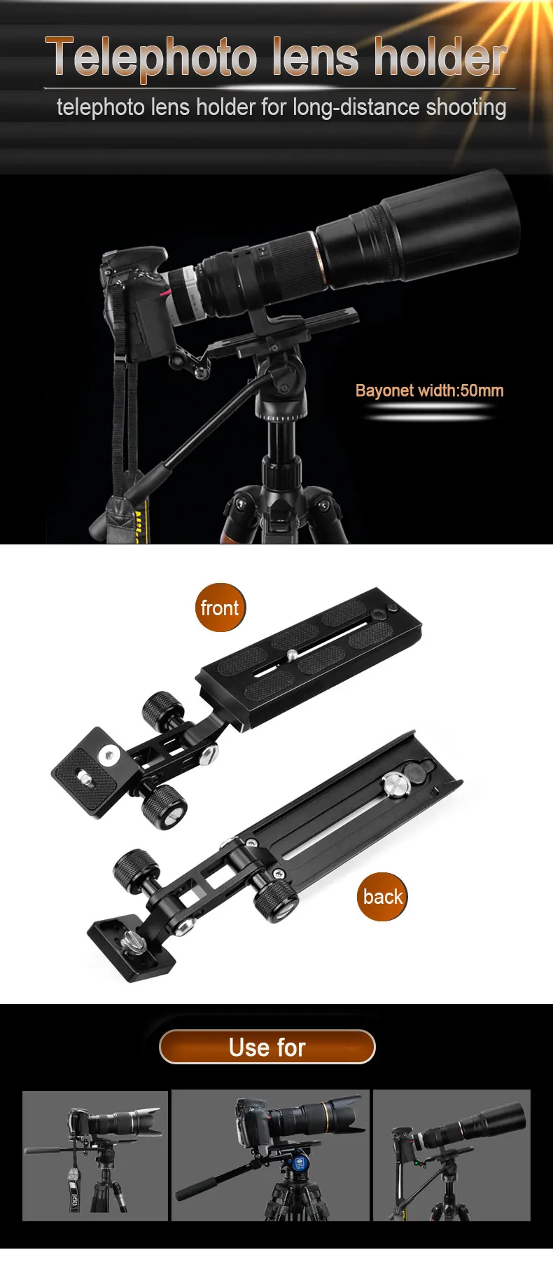 Description Picture 2 of itemCamera Long Plate Professional Camera Telephoto Lens Support Bracket Tripod Fluid Head Mount Adapter For Manfrotto Standard
