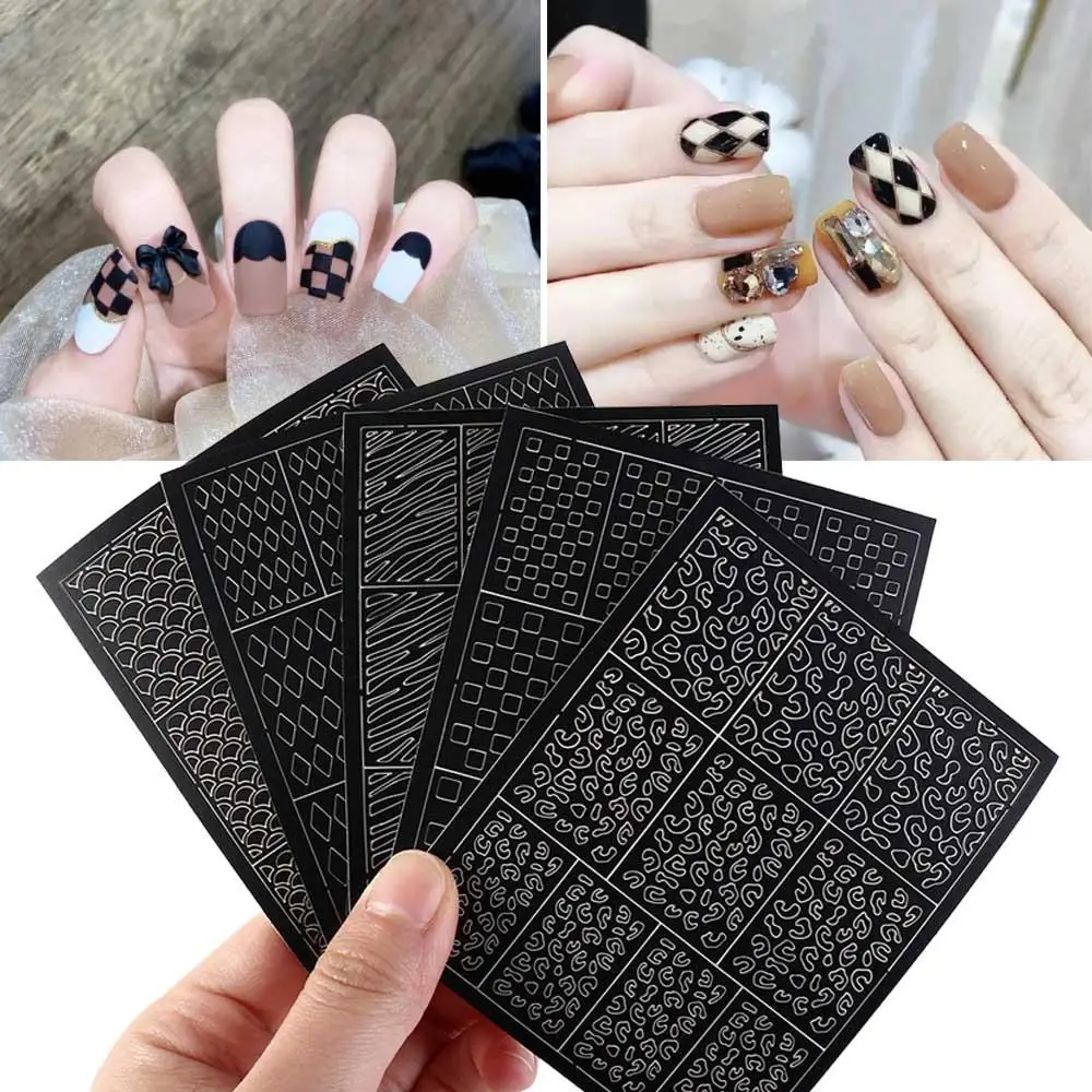 Nail Art Decorations Hollow Spray Nail Stickers Manicure Accessories Hollow Grid Pattern Template Nail Decals DIY Nail Art Tools